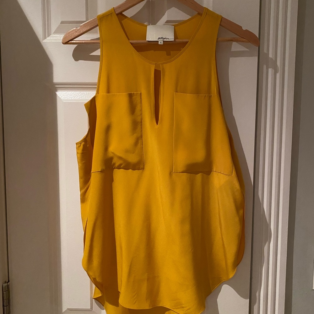 Philip Lim yellow 100% silk floaty top